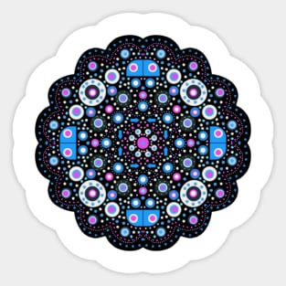 Circular Floral Mandala Blue-Pink-White Sticker